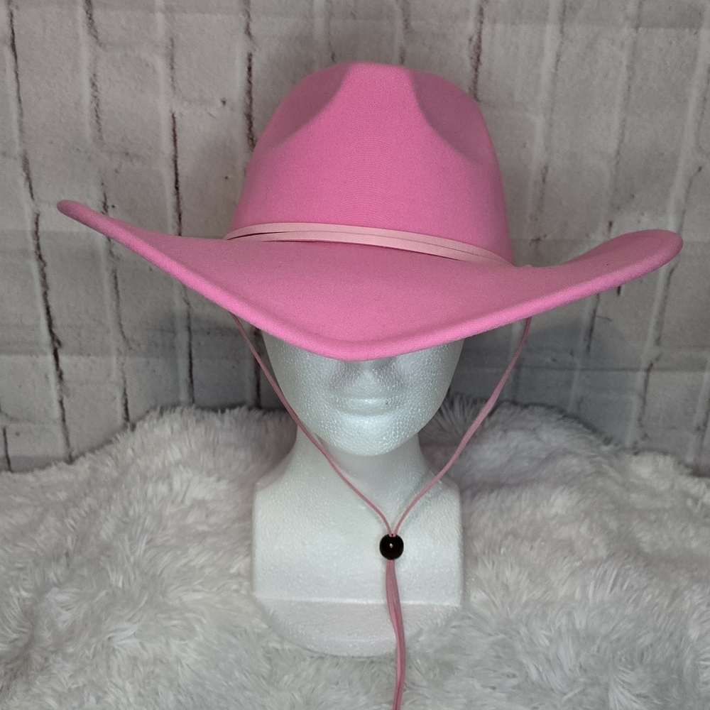 Retro Felt Wide Brim Western Cowboy Cowgirl Hat Dress Up Hat wind Landyard